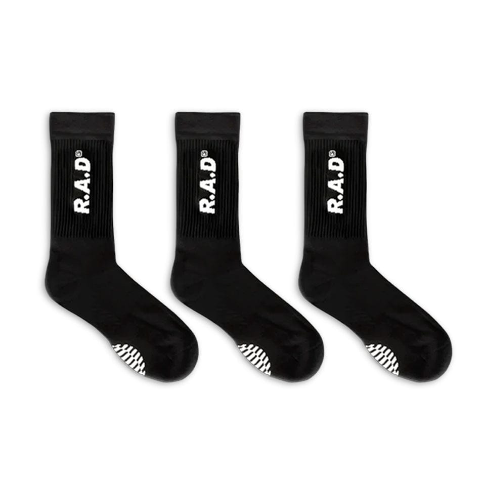 R.A.D® GENERAL SOCK TRIPLE PACK BLACK at R.A.D® UK - Performance Socks . 03_Black_wordmark_sock