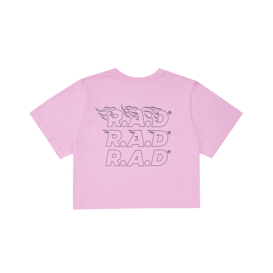 CROP 3XR.A.D® TEE PINK LAV at R.A.D® - Performance Crop Tee . 0326-WCT3XRPL_R.A.DWomensCroppedTee3XR.A.DPINKLAV_B