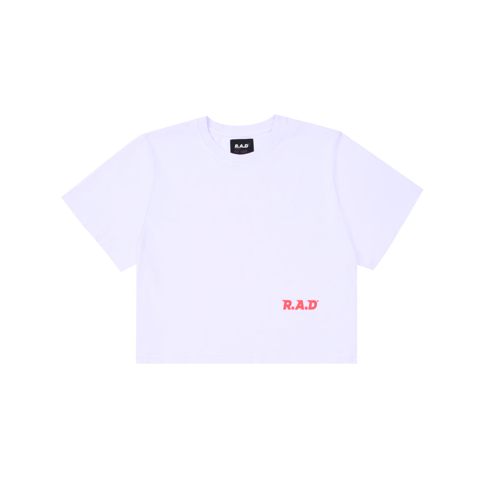 CROP 3XR.A.D® TEE RAINDROPS at R.A.D® - Performance Crop Tee . 0326-WCT3XRRD_R.A.DWomensCroppedTee3XR.A.DRAINDROPS_A — View 2