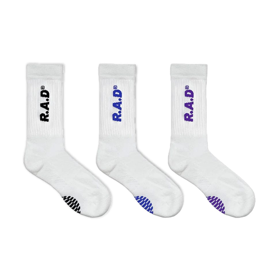 R.A.D® GENERAL SOCK TRIPLE PACK WHITE MULTI