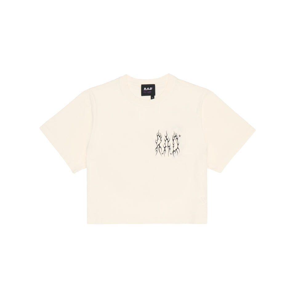 METAL CROP TEE OFF WHITE at R.A.D® - Performance Crop Tee