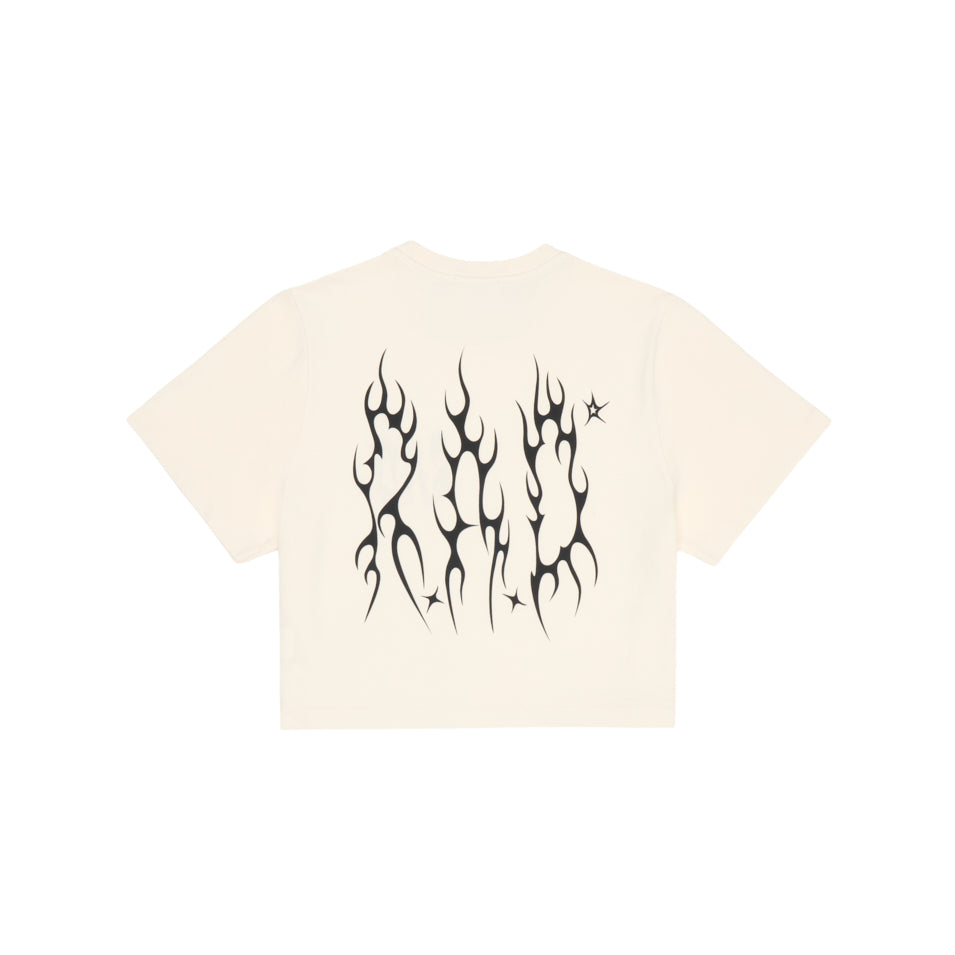 METAL CROP TEE OFF WHITE at R.A.D® - Performance Crop Tee