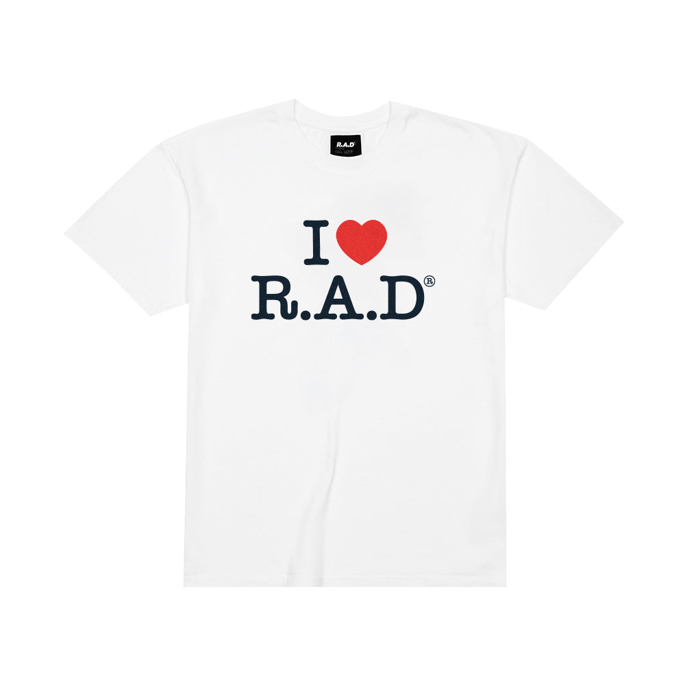 HEAVY™ I HEART R.A.D® TEE WHITE at R.A.D® - Performance Tees . R.A.D_I_LOVE_RAD_TEE_FRONT